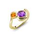 4 - Nerida 1.12 ctw Cushion Shape Amethyst and Princess Shape Citrine Women Toi Et Moi Wave Engagement Ring 