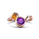 1 - Nerida 1.12 ctw Cushion Shape Amethyst and Princess Shape Citrine Women Toi Et Moi Wave Engagement Ring 