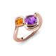 4 - Nerida 1.12 ctw Cushion Shape Amethyst and Princess Shape Citrine Women Toi Et Moi Wave Engagement Ring 