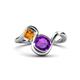 1 - Nerida 1.12 ctw Cushion Shape Amethyst and Princess Shape Citrine Women Toi Et Moi Wave Engagement Ring 