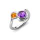 4 - Nerida 1.12 ctw Cushion Shape Amethyst and Princess Shape Citrine Women Toi Et Moi Wave Engagement Ring 