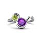 1 - Nerida 1.15 ctw Cushion Shape Amethyst and Princess Shape Peridot Women Toi Et Moi Wave Engagement Ring 