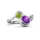 3 - Nerida 1.15 ctw Cushion Shape Amethyst and Princess Shape Peridot Women Toi Et Moi Wave Engagement Ring 