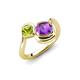 4 - Nerida 1.15 ctw Cushion Shape Amethyst and Princess Shape Peridot Women Toi Et Moi Wave Engagement Ring 