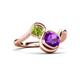 3 - Nerida 1.15 ctw Cushion Shape Amethyst and Princess Shape Peridot Women Toi Et Moi Wave Engagement Ring 