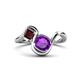 1 - Nerida 1.15 ctw Cushion Shape Amethyst and Princess Shape Red Garnet Women Toi Et Moi Wave Engagement Ring 
