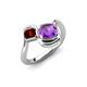 4 - Nerida 1.15 ctw Cushion Shape Amethyst and Princess Shape Red Garnet Women Toi Et Moi Wave Engagement Ring 