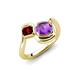 4 - Nerida 1.15 ctw Cushion Shape Amethyst and Princess Shape Red Garnet Women Toi Et Moi Wave Engagement Ring 
