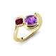 4 - Nerida 1.15 ctw Cushion Shape Amethyst and Princess Shape Rhodolite Garnet Women Toi Et Moi Wave Engagement Ring 