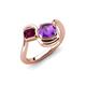 4 - Nerida 1.15 ctw Cushion Shape Amethyst and Princess Shape Rhodolite Garnet Women Toi Et Moi Wave Engagement Ring 