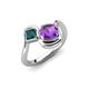 4 - Nerida 1.12 ctw Cushion Shape Amethyst and Princess Shape London Blue Topaz Women Toi Et Moi Wave Engagement Ring 