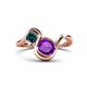 1 - Nerida 1.12 ctw Cushion Shape Amethyst and Princess Shape London Blue Topaz Women Toi Et Moi Wave Engagement Ring 
