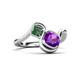 3 - Nerida 1.20 ctw Cushion Shape Amethyst and Princess Shape Created Alexandrite Women Toi Et Moi Wave Engagement Ring 