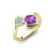 4 - Nerida 1.12 ctw Cushion Shape Amethyst and Princess Shape Aquamarine Women Toi Et Moi Wave Engagement Ring 