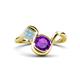 1 - Nerida 1.12 ctw Cushion Shape Amethyst and Princess Shape Aquamarine Women Toi Et Moi Wave Engagement Ring 