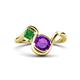 1 - Nerida 1.12 ctw Cushion Shape Amethyst and Princess Shape Green Garnet Women Toi Et Moi Wave Engagement Ring 