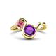 1 - Nerida 1.12 ctw Cushion Shape Amethyst and Princess Shape Pink Tourmaline Women Toi Et Moi Wave Engagement Ring 