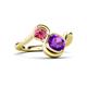 3 - Nerida 1.12 ctw Cushion Shape Amethyst and Princess Shape Pink Tourmaline Women Toi Et Moi Wave Engagement Ring 