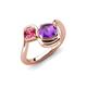 4 - Nerida 1.12 ctw Cushion Shape Amethyst and Princess Shape Pink Tourmaline Women Toi Et Moi Wave Engagement Ring 