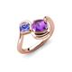 4 - Nerida 1.15 ctw Cushion Shape Amethyst and Princess Shape Tanzanite Women Toi Et Moi Wave Engagement Ring 
