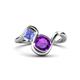 1 - Nerida 1.15 ctw Cushion Shape Amethyst and Princess Shape Tanzanite Women Toi Et Moi Wave Engagement Ring 