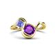 1 - Nerida 1.15 ctw Cushion Shape Amethyst and Princess Shape Tanzanite Women Toi Et Moi Wave Engagement Ring 