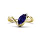 1 - Oceara 1.40 ct Marquise Shape Created Blue Sapphire Women Wave Solitaire Engagement Ring 