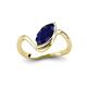 4 - Oceara 1.40 ct Marquise Shape Created Blue Sapphire Women Wave Solitaire Engagement Ring 