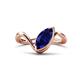 1 - Oceara 1.40 ct Marquise Shape Created Blue Sapphire Women Wave Solitaire Engagement Ring 