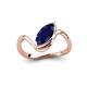 4 - Oceara 1.40 ct Marquise Shape Created Blue Sapphire Women Wave Solitaire Engagement Ring 
