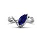 1 - Oceara 1.40 ct Marquise Shape Created Blue Sapphire Women Wave Solitaire Engagement Ring 
