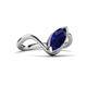 5 - Oceara 1.40 ct Marquise Shape Created Blue Sapphire Women Wave Solitaire Engagement Ring 