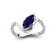 4 - Oceara 1.40 ct Marquise Shape Created Blue Sapphire Women Wave Solitaire Engagement Ring 