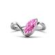 1 - Oceara 1.35 ct Marquise Shape Created Pink Sapphire Women Wave Solitaire Engagement Ring 
