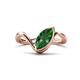 1 - Oceara 0.85 ct Marquise Shape Created Emerald Women Wave Solitaire Engagement Ring 