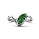 1 - Oceara 0.85 ct Marquise Shape Created Emerald Women Wave Solitaire Engagement Ring 