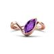 1 - Oceara 0.90 ct Marquise Shape Amethyst Women Wave Solitaire Engagement Ring 