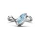 1 - Oceara 0.95 ct Marquise Shape Aquamarine Women Wave Solitaire Engagement Ring 