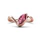 1 - Oceara 1.05 ct Marquise Shape Pink Tourmaline Women Wave Solitaire Engagement Ring 