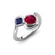 4 - Nerida 1.60 ctw Cushion Shape Created Ruby and Princess Shape Created Blue Sapphire Women Toi Et Moi Wave Engagement Ring 