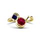 1 - Nerida 1.60 ctw Cushion Shape Created Ruby and Princess Shape Created Blue Sapphire Women Toi Et Moi Wave Engagement Ring 