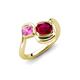 4 - Nerida 1.73 ctw Cushion Shape Created Ruby and Princess Shape Created Pink Sapphire Women Toi Et Moi Wave Engagement Ring 