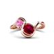 1 - Nerida 1.73 ctw Cushion Shape Created Ruby and Princess Shape Created Pink Sapphire Women Toi Et Moi Wave Engagement Ring 