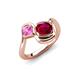 4 - Nerida 1.73 ctw Cushion Shape Created Ruby and Princess Shape Created Pink Sapphire Women Toi Et Moi Wave Engagement Ring 
