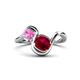 1 - Nerida 1.73 ctw Cushion Shape Created Ruby and Princess Shape Created Pink Sapphire Women Toi Et Moi Wave Engagement Ring 