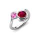 4 - Nerida 1.73 ctw Cushion Shape Created Ruby and Princess Shape Created Pink Sapphire Women Toi Et Moi Wave Engagement Ring 