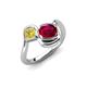 4 - Nerida 1.73 ctw Cushion Shape Created Ruby and Princess Shape Created Yellow Sapphire Women Toi Et Moi Wave Engagement Ring 