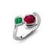 4 - Nerida 1.60 ctw Cushion Shape Created Ruby and Princess Shape Created Emerald Women Toi Et Moi Wave Engagement Ring 