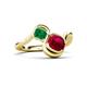 3 - Nerida 1.60 ctw Cushion Shape Created Ruby and Princess Shape Created Emerald Women Toi Et Moi Wave Engagement Ring 