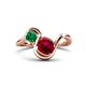 1 - Nerida 1.60 ctw Cushion Shape Created Ruby and Princess Shape Created Emerald Women Toi Et Moi Wave Engagement Ring 